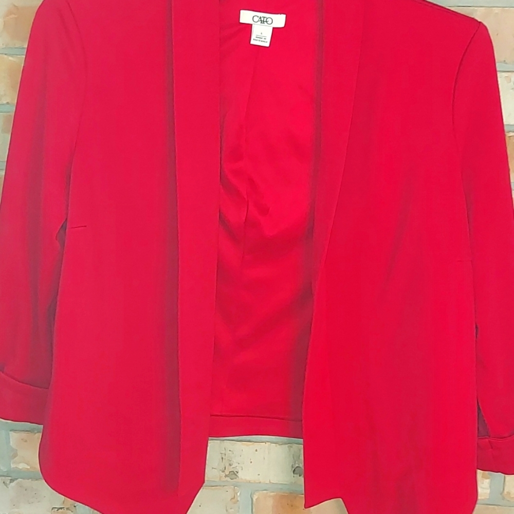 Red women's blazer. Size large. Stretchy material